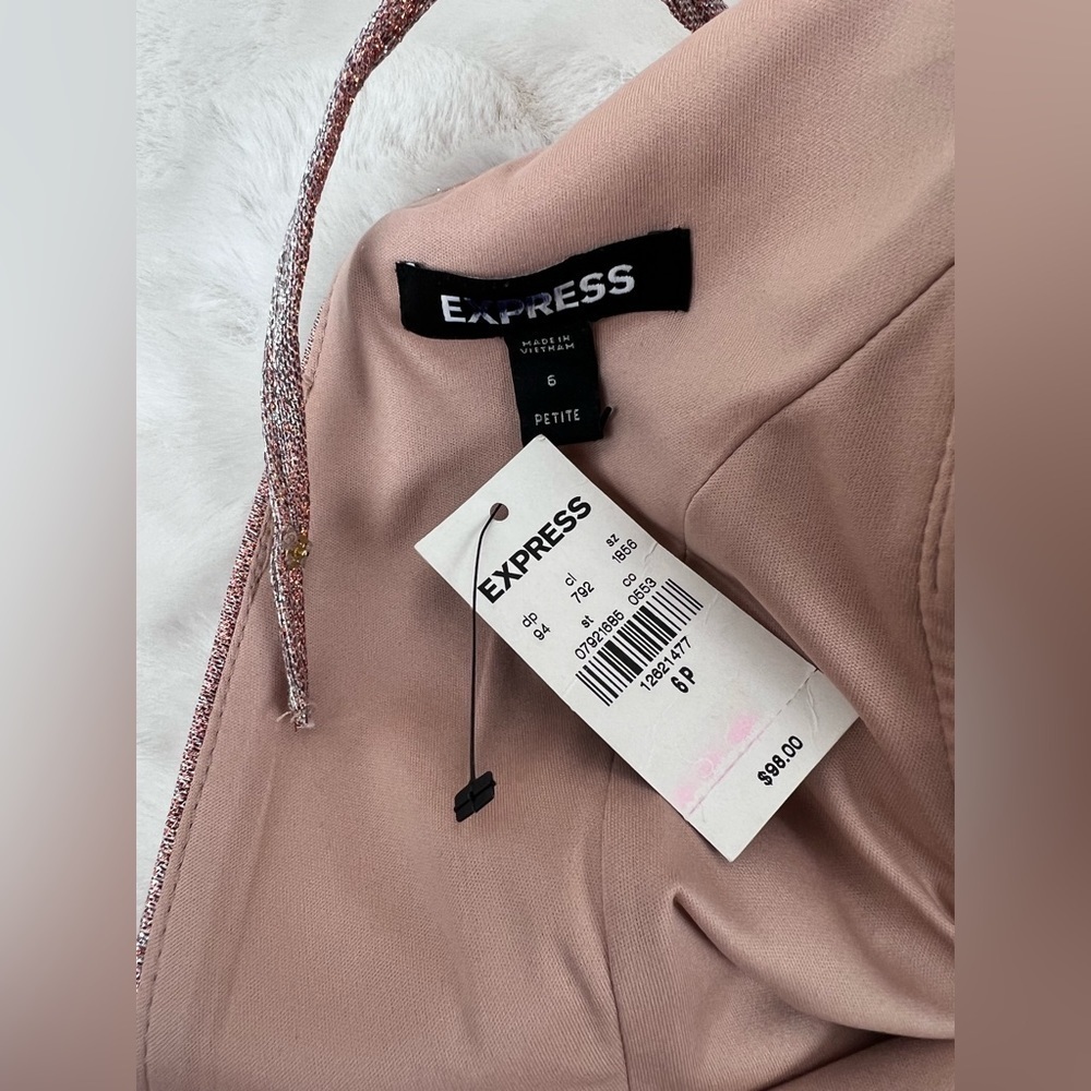 NWT: Express Sparkly Metallic Rose Gold Dress - Picture 11 of 12